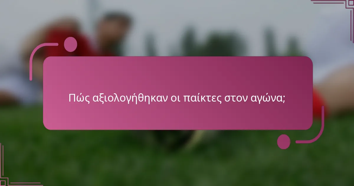 Πώς αξιολογήθηκαν οι παίκτες στον αγώνα;